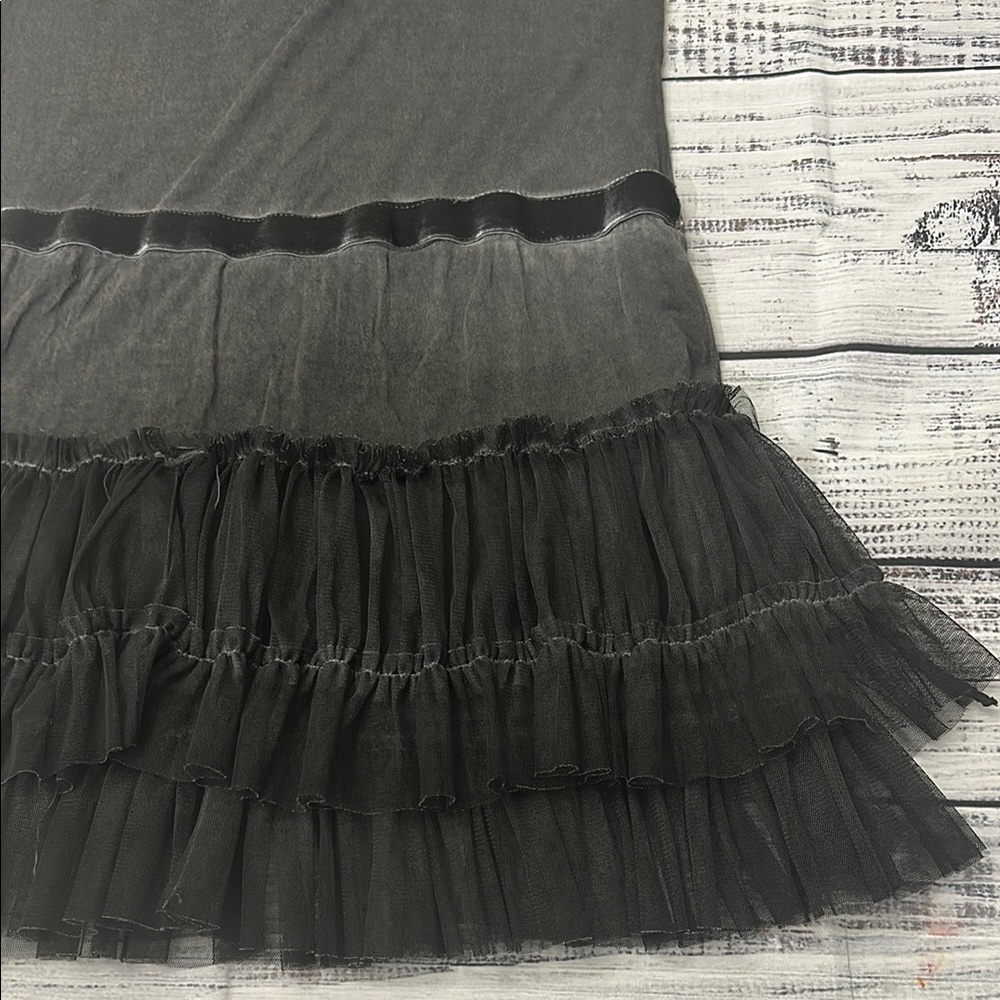 ISABEL TAVARES Black Ruffled Tiered Mini Dress Sz. S/M - Picture 4 of 8